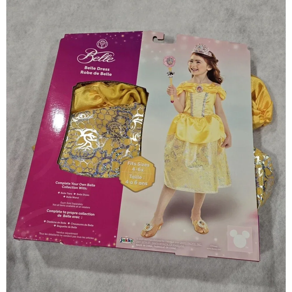 NEW! Disney Princess Belle Costume Dress 4-6x Girls Beauty And The Beast